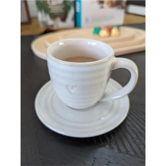 Hearth & Hand 4oz Valentine's Day Heart Imprint Espresso Cup and Saucer … - Picture 4 of 5